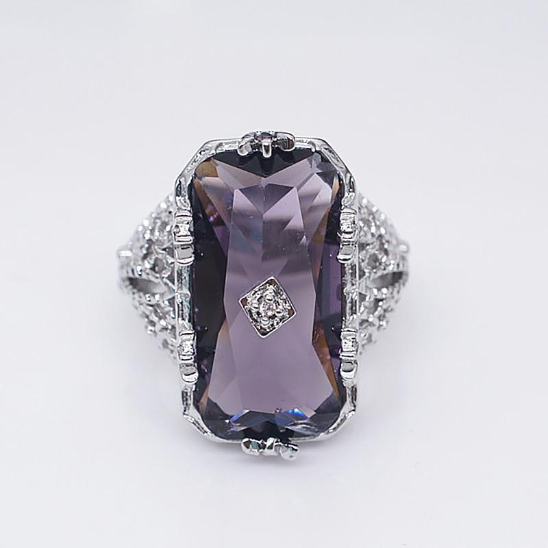 Vintage Rectangle Amethyst Gemstone Ring - Gemring Shop