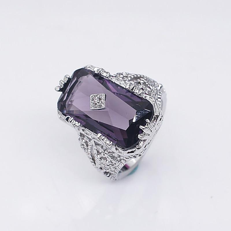 Vintage Rectangle Amethyst Gemstone Ring - Gemring Shop