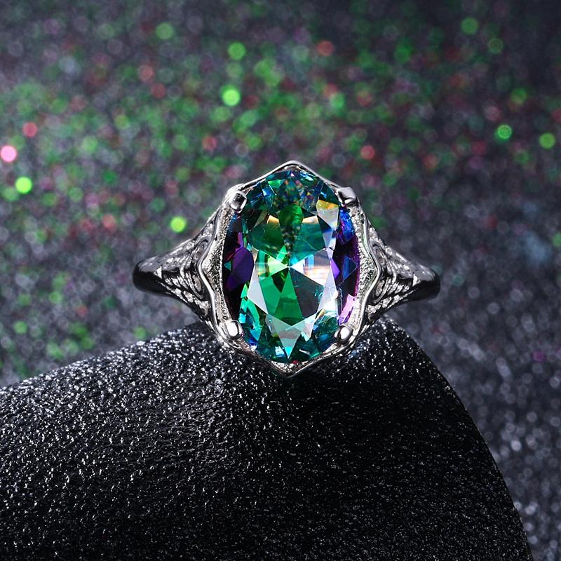 Genuine Rainbow Fire Mystic Topaz Ring - Gemring Shop