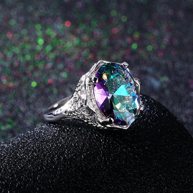 Genuine Rainbow Fire Mystic Topaz Ring - Gemring Shop