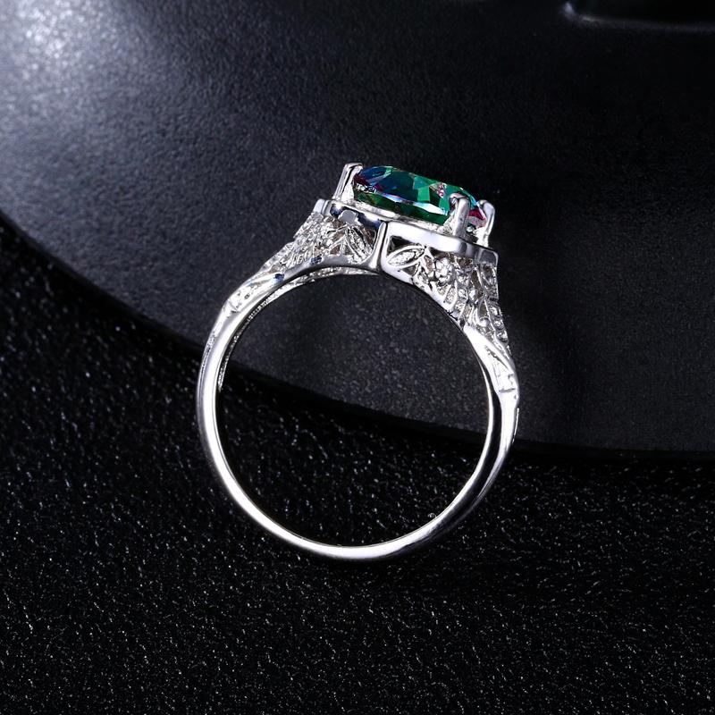 Genuine Rainbow Fire Mystic Topaz Ring - Gemring Shop