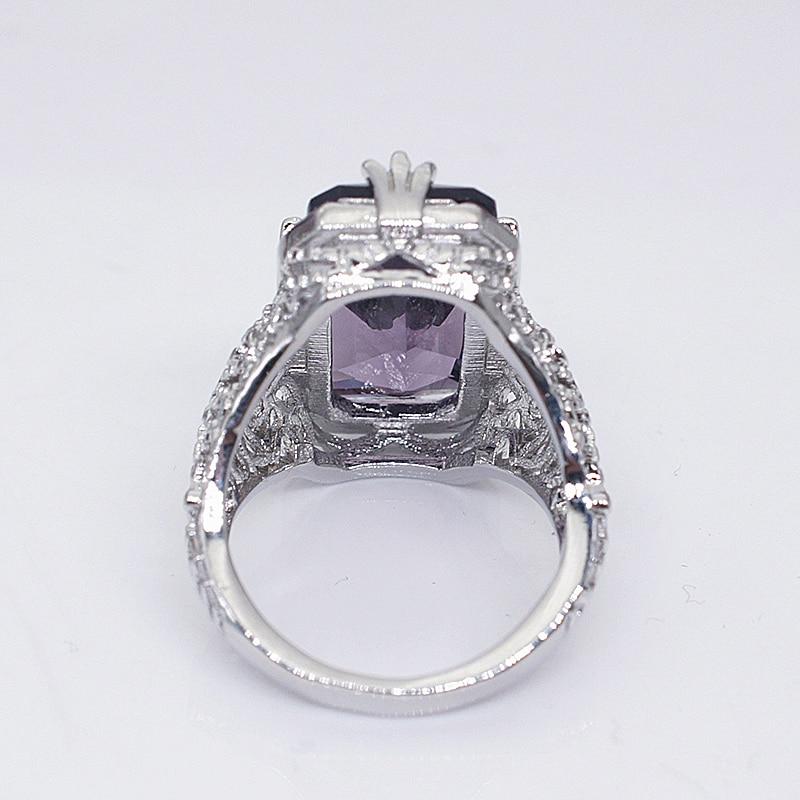 Vintage Rectangle Amethyst Gemstone Ring - Gemring Shop