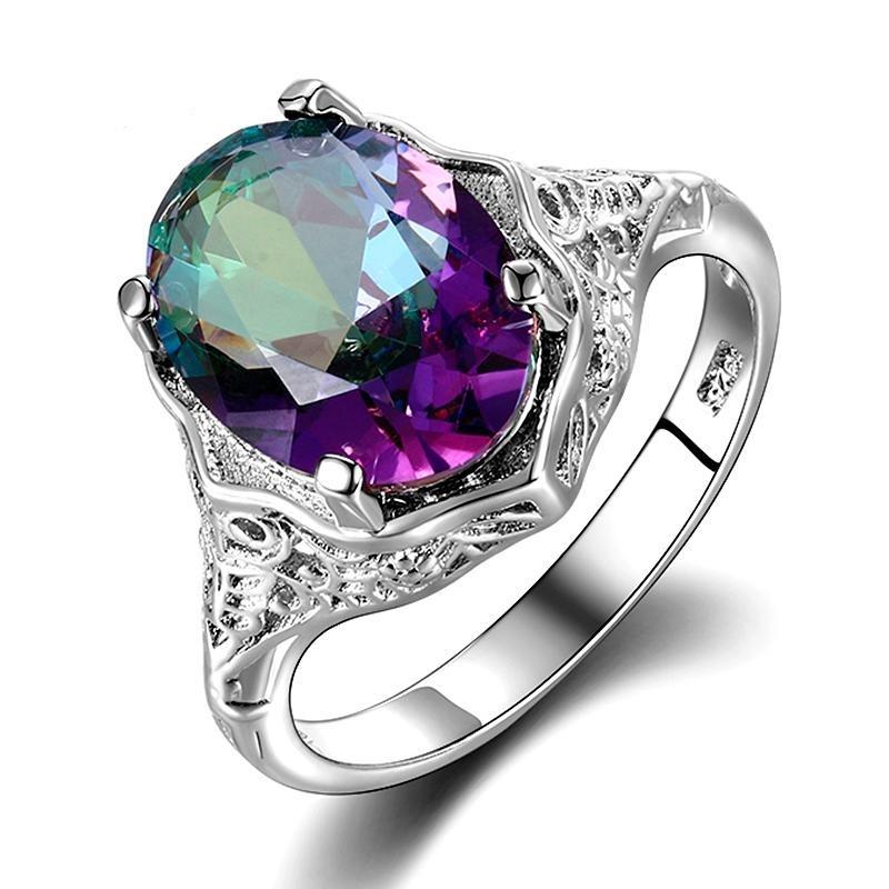 Genuine Rainbow Fire Mystic Topaz Ring - Gemring Shop